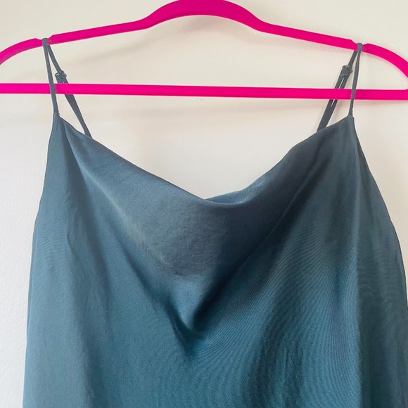 Zara Dresses Zara Emerald Green Silk Satin Slip Cowl Neck Dress